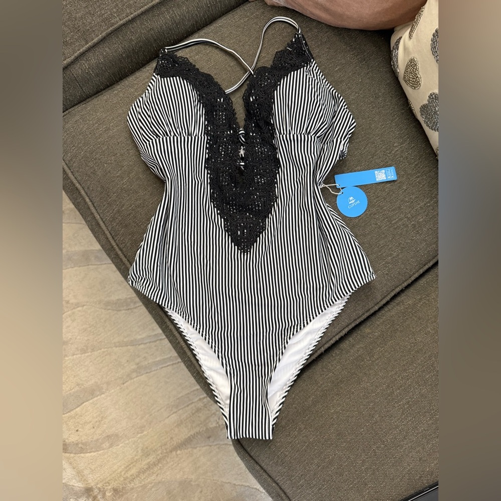Black and White One Piece Swimsuit